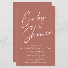 Budget Modern Terracotta Simple Script Baby Shower