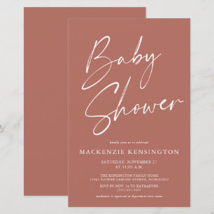 Budget Modern Terracotta Simple Script Baby Shower