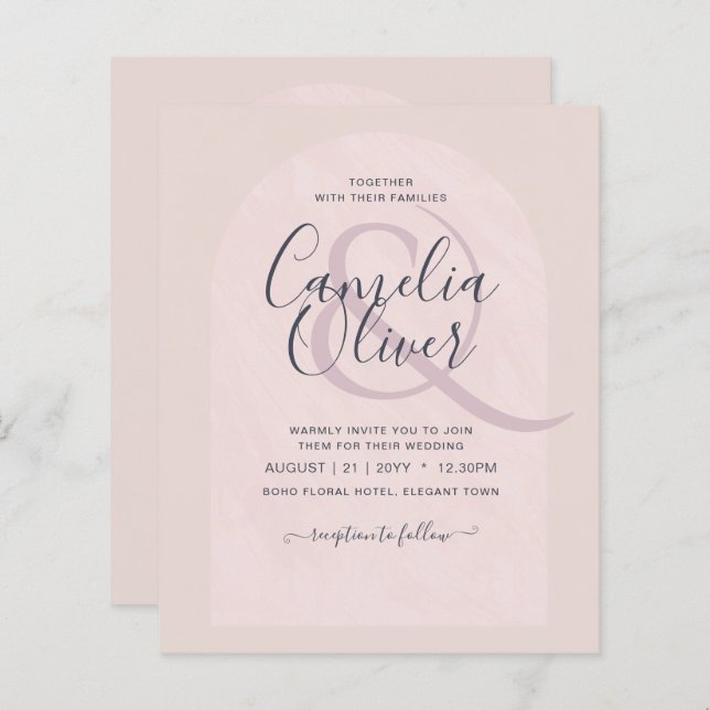 BUDGET Modern typografi Arch minimalist Bröllop (Fram/baksida)