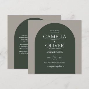 BUDGET Modern typografi Arch minimalist Bröllop Inbjudningar