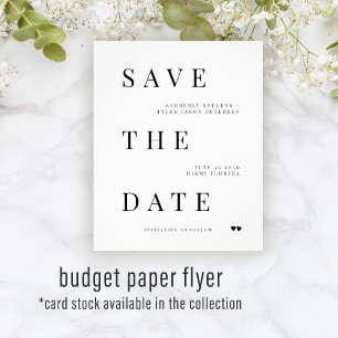Budget modern typografi bröllop spara datum flygblad