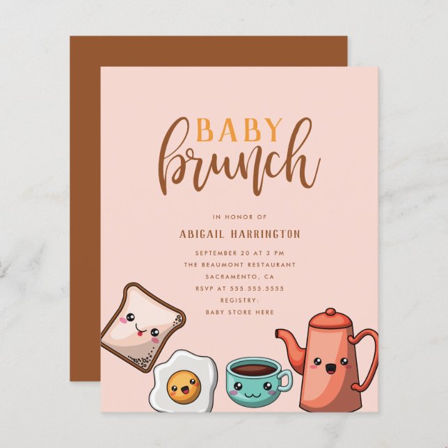 Budget Modern Typography Kawaii Baby Brunch (Fram/baksida)