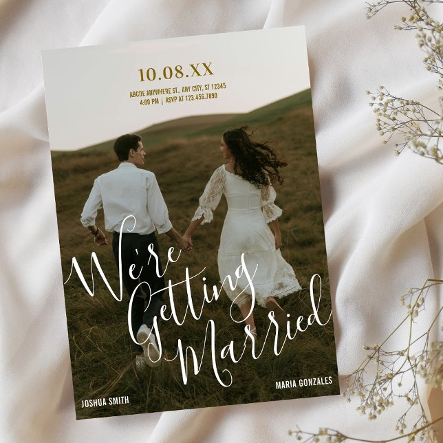 Budget Modern typography photo wedding  Inbjudningar (Skapare uppladdad)