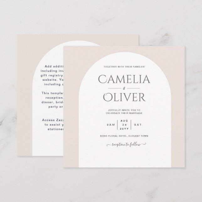 BUDGET Modern Typsnitt Ark Minimalistisk Bröllop Inbjudningar (Fram/baksida)