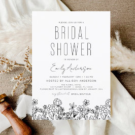 Budget Modern Vildblomma Bröllopsdusch Elegant Flygblad