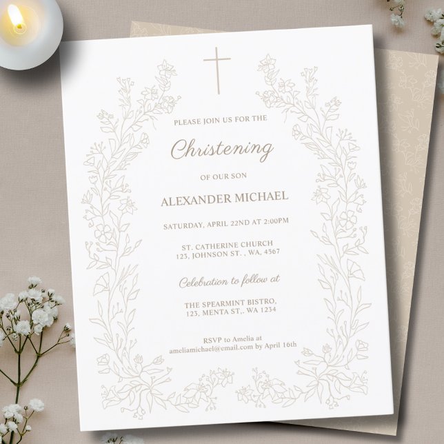Budget Modern Vintage Blommig Dop Dop Invitation (Skapare uppladdad)