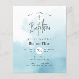 Budget Modern Watercolor Clouds Baptism-inbjudan Flygblad