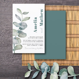 Budget Modern Watercolor Eucalyputus Grönt Bröllop