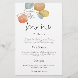 Budget Modern Watercolor Löv Bröllop Menu