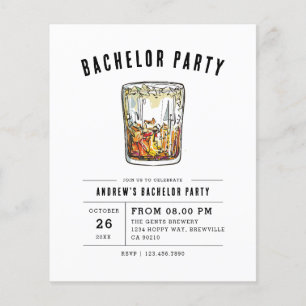 Budget Modern Watercolor Whiskey Bachelor Party Flygblad