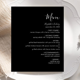 Budget Modern White Script Black Bröllop Menu