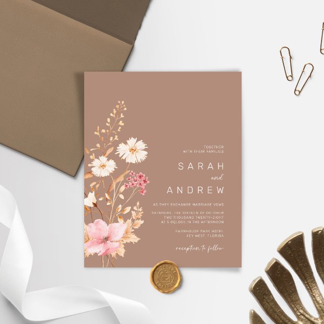 Budget Modern Wildblomma Terracota Garden Wedding (Skapare uppladdad)