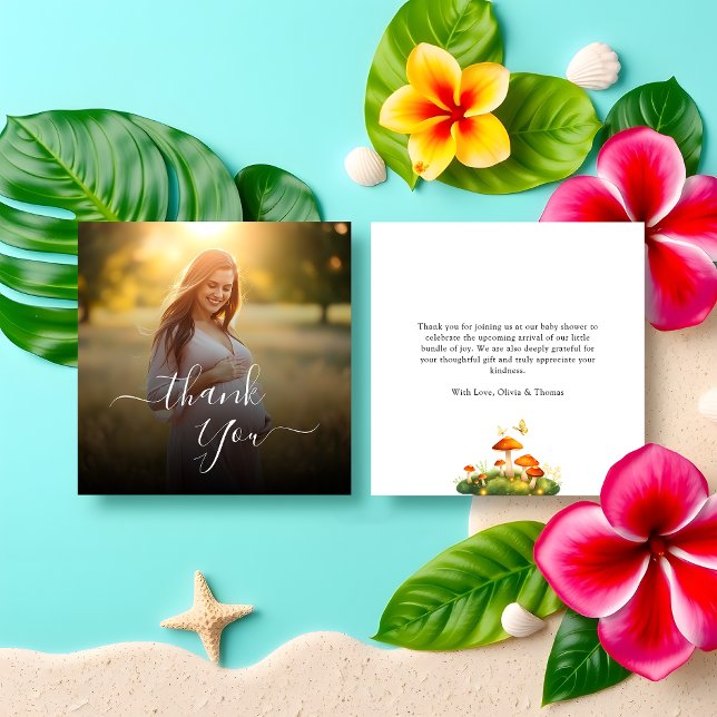 Budget Modern Woodland Baby Shower Tack Photo Anteckningskort (Skapare uppladdad)