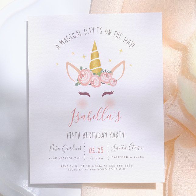 Budget Moderna Guld Blommig Magisk Enhörning Födel (Skapare uppladdad)