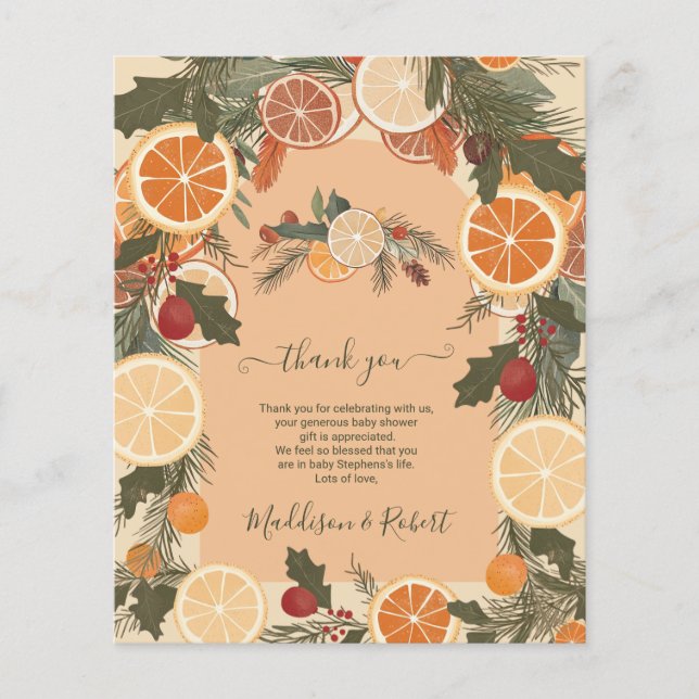 Budget Moderna Torkade Citrus Vinter Bebis Shower (Framsida)