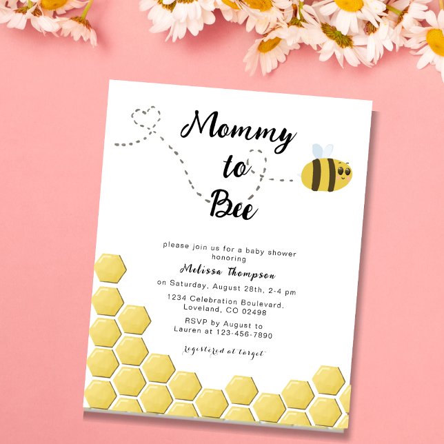 Budget Mommy to Bee Söt Baby Shower Inbjudan (Skapare uppladdad)