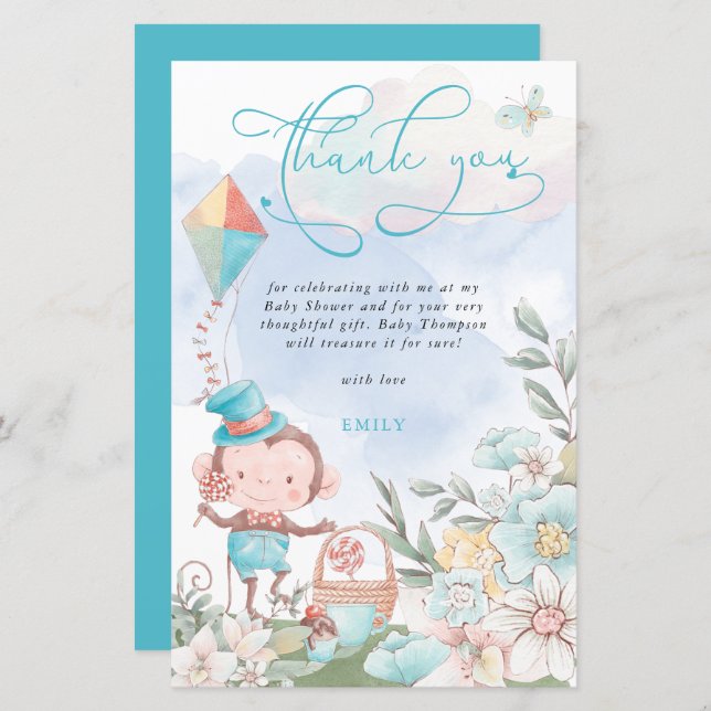 Budget Monkey Boy Shower Picnic Tack (Fram/baksida)