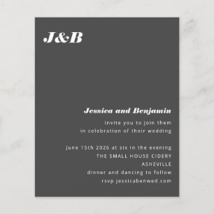 Budget Monogram Black Modern bröllopsinbjudan