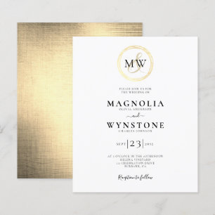 Budget Monogram bröllopsinbjudan Guld