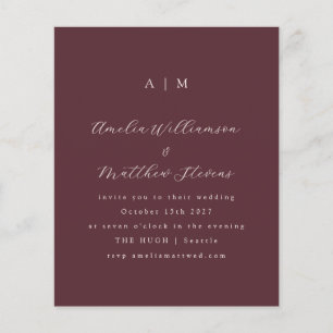 Budget Monogram Burgundy-inbjudan om minimalt bröl