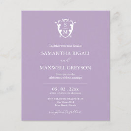 Budget Monogram Lilac bröllopsinbjudan Flygblad