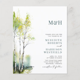 Budget Monogram QR Code Woodland Wedding bjudande 