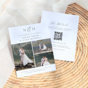 Budget Monogram QR-kod 3 Photo Collage Bröllop