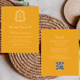 Budget Monogram Vapensköld Marigold QR Code Bröllo