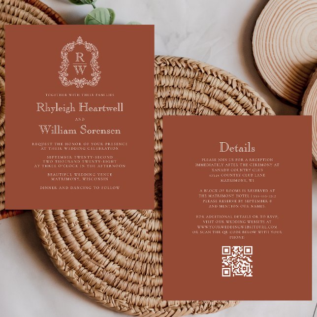 Budget Monogram Vapensköld Terracotta QR-koden Brö (Skapare uppladdad)