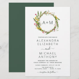 Budget Monogram WildblommEmerald Grönt Bröllop