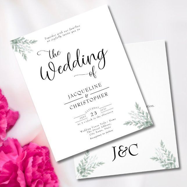 Budget Monogrammad Grey Wedding bjudande Flygblad (Skapare uppladdad)