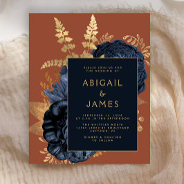 Budget Moody Blommigt Navy Blue Guld Rust Bröllop