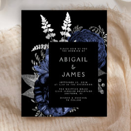 Budget Moody Mörk Blommig Marinblå Silver Bröllop