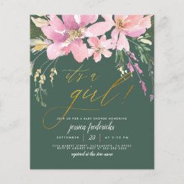 Budget Mörk grönt och Guld Girl Blommigt Baby Show
