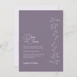 BUDGET Mörk Violet Wedding bjudande med QR-kod Inbjudningar