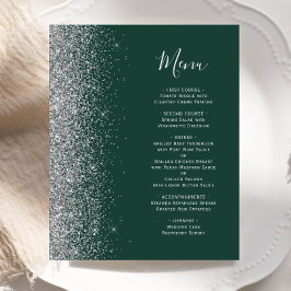 Budget Mörkgrön Silver Glitter Kant Bröllopsmeny
