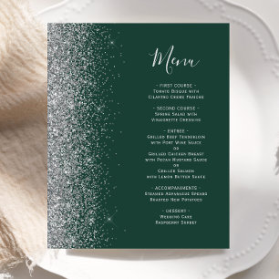 Budget Mörkgrön Silver Glitter Kant Bröllopsmeny