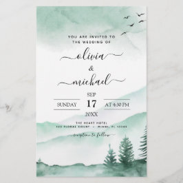 Budget Mountain Rustic Watercolor Greenery Bröllop