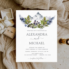 Budget Mountain Rustic Watercolor Greenery Bröllop