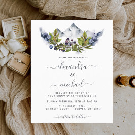 Budget Mountain Rustic Watercolor Greenery Bröllop
