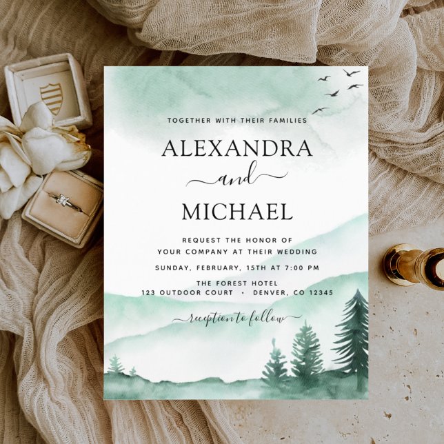 Budget Mountain Rustik Vattenfärg Grönska Bröllop (Skapare uppladdad)