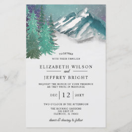 Budget Mountains Gräs Winter Wedding bjudande