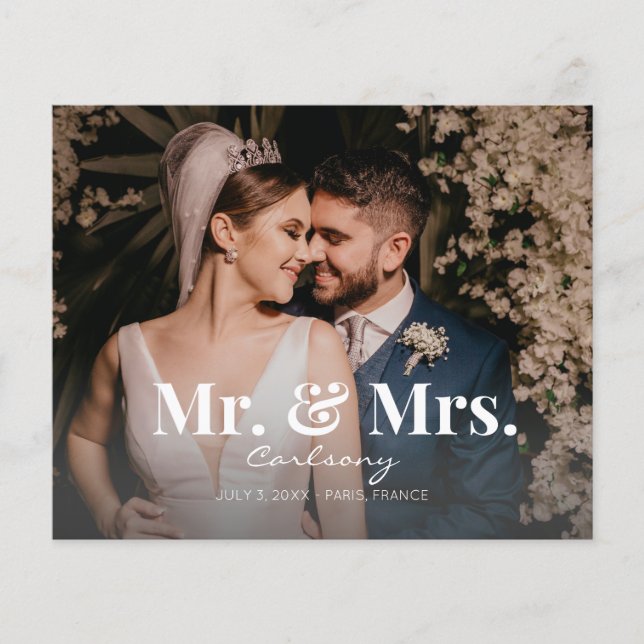 Budget Mr. & Fru Photo Bröllop, meddelande Flygblad (Framsidan)