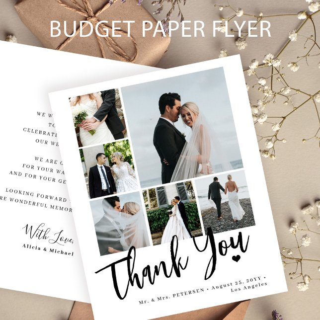 Budget multi foto enkel tacksamhetskort för bröllo flygblad (Skapare uppladdad)