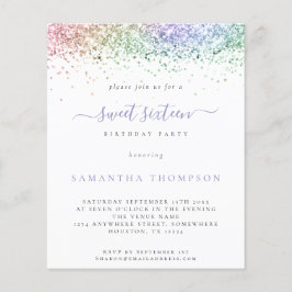 Budget Multifärgad Glitter Sweet 16-inbjudan