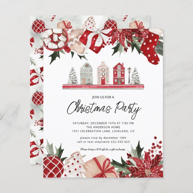 Budget Mysigt inbjudan till Party-Helgdag under ju (Fram/baksida)