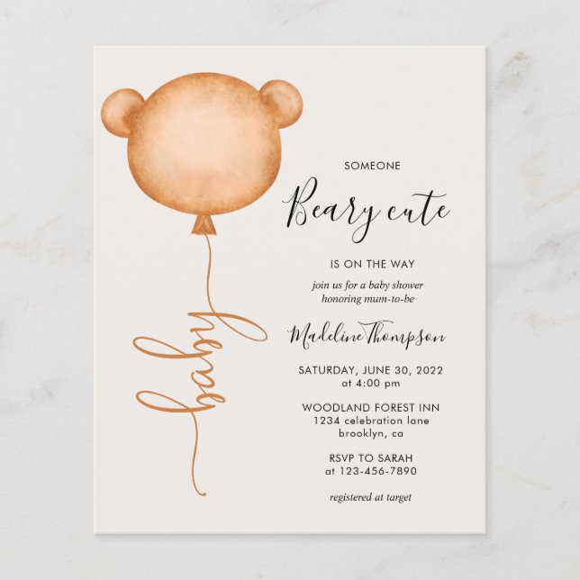 Budget någon Beary Cute Baby Shower-inbjudan (Framsida)