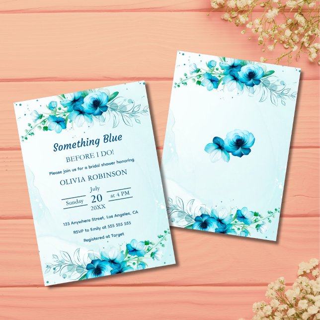 Budget Något Blått Bröllopsfestinbjudan  (Budget Something Blue Before I Do Bridal Shower Invitation  )
