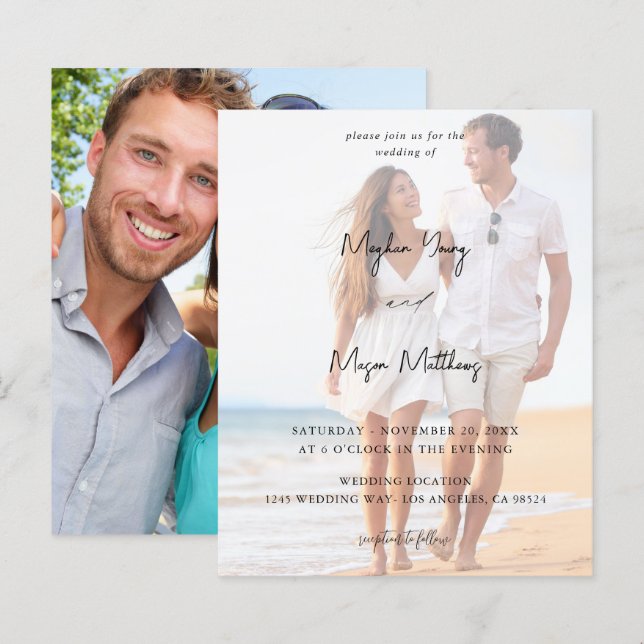 Budget Namn Modern foto 6 Bröllop V3 (Fram/baksida)