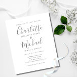 Budget Namnteckning skriptbröllop - inbjudan<br><div class="desc">Med namnteckning stil namn kan den här elegantens budget grått och vita bröllopsinbjudan vara personlig med dina uppgifter i chic grått-brev. Designad av Thisisnotme©</div>